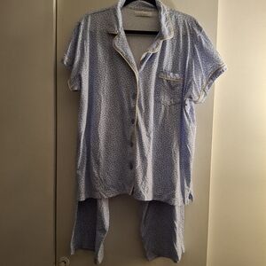 Midnight by Carole Hochman Blue With White And Yellow Accent Pajama Set